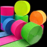 600Ft Glow Crepe Paper Streamers Neon UV Blacklight Party Decorations