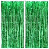Xtralarge Green Foil Fringe Curtain 3.2x8ft Pack of 2 for Party Decor