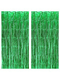 Xtralarge Green Foil Fringe Curtain 3.2x8ft Pack of 2 for Party Decor