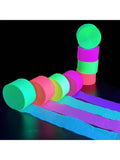 400-Foot Blacklight Party Streamers 4 Rolls UV Glow Neon Crepe Paper Decor