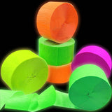 400-Foot Blacklight Party Streamers 4 Rolls UV Glow Neon Crepe Paper Decor