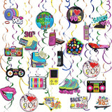 30PCS 90s Party Hanging Swirls Adults Back to 90s Birthday Decor
