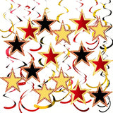 39pcs Red Gold Black Star Hanging Swirls for Movie Night & Parties