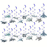 Airplane Pilot Birthday Hanging Swirl Decorations Fighter Jet Ceiling Decor