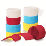 Carnival Circus Party Decorations 8 Rolls Red Blue Yellow Crepe Streamers