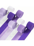 8-Pack Crepe Paper Streamers Purple Shades White 1.8x82 Inch for Party Decor