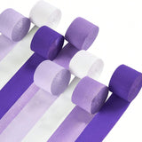 8-Pack Crepe Paper Streamers Purple Shades White 1.8x82 Inch for Party Decor