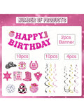 Disco Cow Birthday Hanging Swirls 26pcs Pink Party & Bachelorette Decor