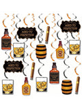 Whiskey Birthday Hanging Swirls Party Decor for 30th-50th Celebration