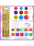 16pcs Mexican Paper Flower Party Decor with Banner and Streamer