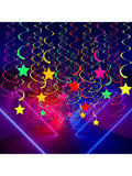 Neon Glow Party Decorations 20pcs Hanging Star Swirls for Ceiling & Glow Party