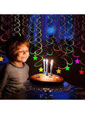 Neon Glow Party Decorations 20pcs Hanging Star Swirls for Ceiling & Glow Party