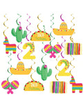 20pcs Taco Twosday Birthday Hanging Swirl Decorations Mexican Fiesta Party