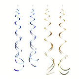 Navy & Gold Hanging Swirls 24pcs Birthday Wedding Party Decor