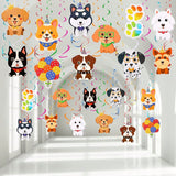 30 pcs Dog Paw Print Hanging Swirls Decorations for Puppy Birthday Party