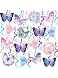 30pcs Butterfly Hanging Swirl Decorations Pink Purple Party Ceiling Decor