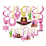Western Cow Party Decorations 30pcs Ceiling Hanging Swirls for Kids & Classroom