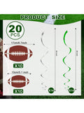 48-Piece Football Party Hanging Swirls and Sports Decor for Birthday and Events