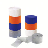8 Rolls Crepe Paper Streamers Navy Blue Orange White Silver Party Decor