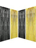 4PCS Black Gold Foil Tinsel Fringe Curtains for Party Photo Backdrops