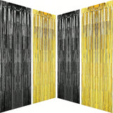 4PCS Black Gold Foil Tinsel Fringe Curtains for Party Photo Backdrops