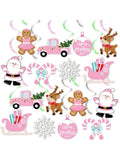 Pink Christmas Hanging Swirls Party & Winter Celebration Decor