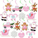 Pink Christmas Hanging Swirls Party & Winter Celebration Decor