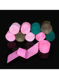 10 Rolls Flamingo Crepe Paper Streamers Green Pink Gold Party Decor