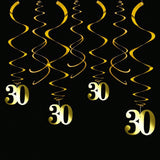 Gold 30th Birthday Hanging Swirls 20pcs Party & Anniversary Decor