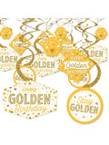 40pcs Golden Happy Birthday Party Hanging Swirl Decorations