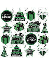 16PCS Green Black Birthday Hanging Swirls Party Ceiling Decorations