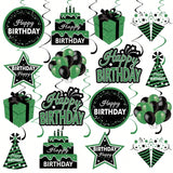 16PCS Green Black Birthday Hanging Swirls Party Ceiling Decorations