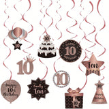 10th Birthday Rose Gold Hanging Swirl Ceiling Decorations
