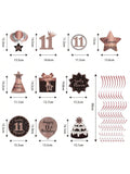 11th Birthday Rose Gold Hanging Swirl Ceiling Decorations