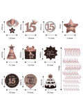 15th Birthday Rose Gold Hanging Swirl Ceiling Decorations