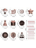 19th Birthday Rose Gold Hanging Swirl Ceiling Decorations
