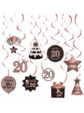 20th Birthday Rose Gold Hanging Swirl Ceiling Decorations