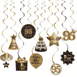 Happy 95th Birthday Hanging Foil Swirls with Cutouts Rose Gold Decor