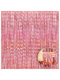 Holographic Rose Gold Backdrop 3.2x8 Ft Fringe Curtain for Party Decor