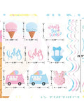 Ice Cream Gender Reveal Hanging Swirls 20pcs Pink & Blue Party Decor