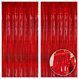 Iridescent Red Fringe Curtain 2pcs 6.4x8ft Party & Carnival Decor