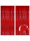 Iridescent Red Fringe Curtain 2pcs 6.4x8ft Party & Carnival Decor