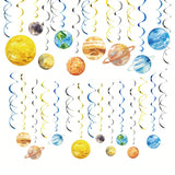 30PCS Outer Space Hanging Swirls Planet Rocket Astronaut Ceiling Party Decor