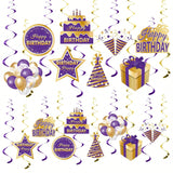 Purple Gold Birthday Hanging Swirls Decorations Ceiling Party Decor