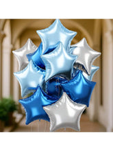 12PCS Royal Blue Silver Star Foil Balloons 18 Inch Birthday Graduation Decor