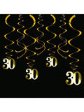 Gold 30th Birthday Hanging Swirls 20pcs Party & Anniversary Decor