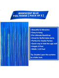 Iridescent Blue Fringe Curtain 2pcs 6.4x8ft Ocean & Party Decor