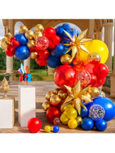 156PCS Blue Yellow Red & Gold Balloon Arch Kit with Star Balloons for Parties