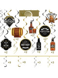 Whiskey Birthday Party Hanging Swirls for Men Aged to Perfection