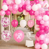 108pcs Breast Cancer Awareness Balloon Arch Kit Pink Ribbon Foil & Confetti Balloons